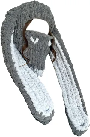 Y2k Knit Balaclava Face Mask for Women Men Bunny Ear Horn Ski Scarf Winter Warm Hat Knit Skull Beanie for Halloween