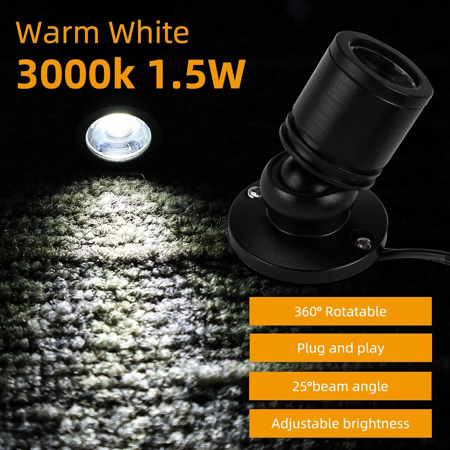 YaeCCC Dimmable LED Mini Spotlight Jewelry Showcase Display Lights Black Shell Surface Mount (Pack-4,Daylight 6400k)