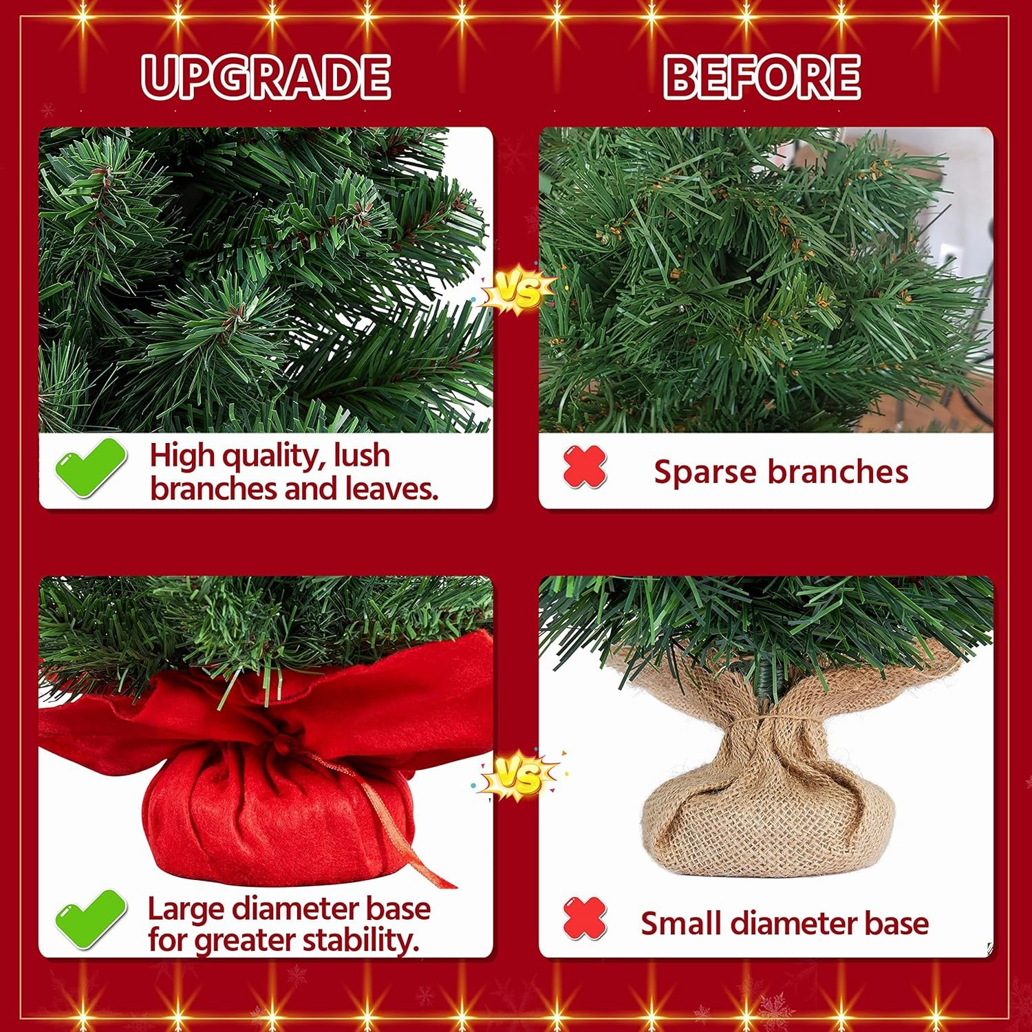 Yaheetech 2ft/24inch Tabletop Artificial Mini Christmas Tree Includes Cloth Bag Base for Bedroom Table Desk Porch, PVC Green Holiday Small Spruce Xmas Tree for Home Office Holiday Decor, 3 Pack