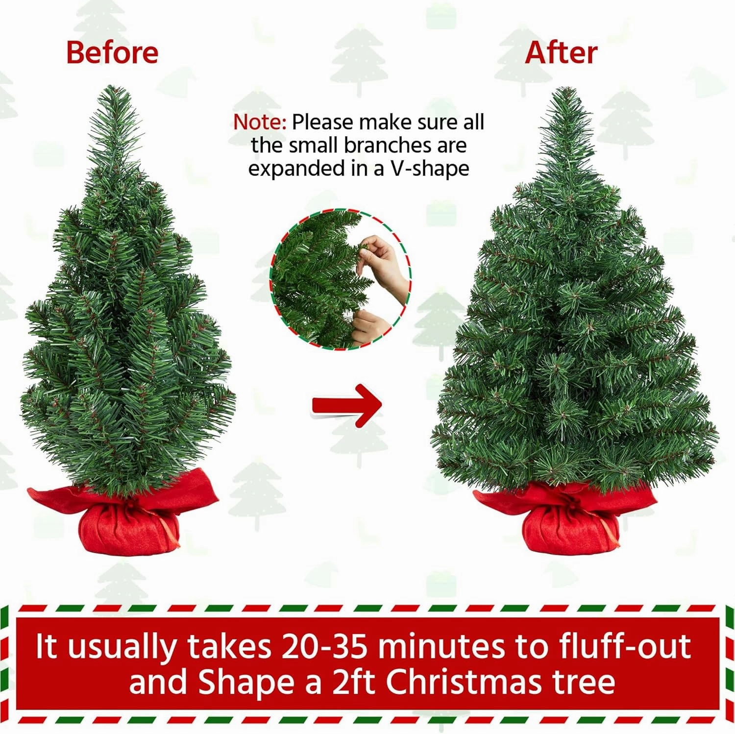 Yaheetech 2ft/24inch Tabletop Artificial Mini Christmas Tree Includes Cloth Bag Base for Bedroom Table Desk Porch, PVC Green Holiday Small Spruce Xmas Tree for Home Office Holiday Decor, 3 Pack