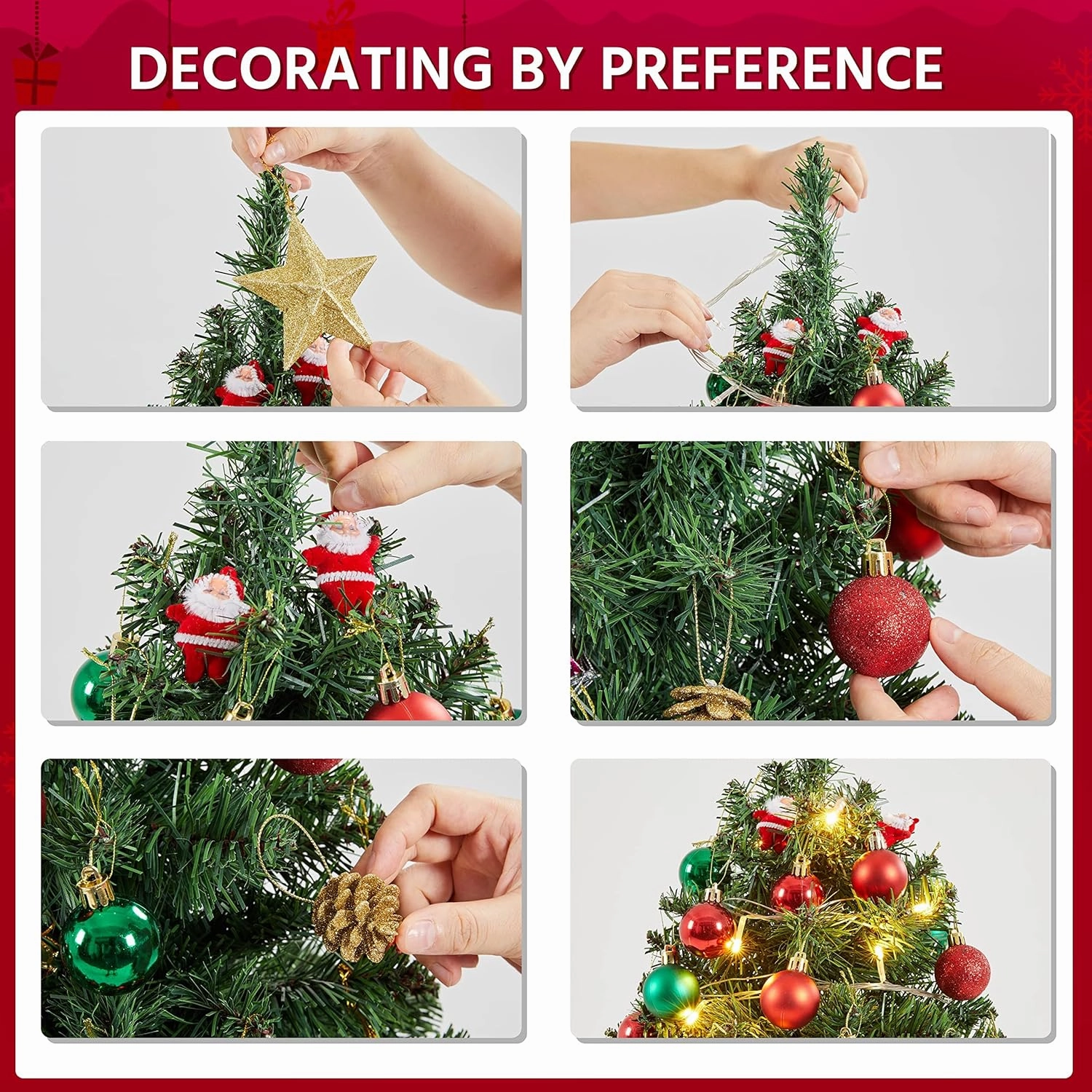 Yaheetech 2ft/24inch Tabletop Artificial Mini Christmas Tree Includes Cloth Bag Base for Bedroom Table Desk Porch, PVC Green Holiday Small Spruce Xmas Tree for Home Office Holiday Decor, 3 Pack