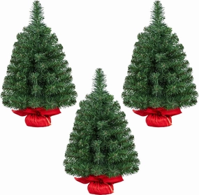 Yaheetech 2ft/24inch Tabletop Artificial Mini Christmas Tree Includes Cloth Bag Base for Bedroom Table Desk Porch, PVC Green Holiday Small Spruce Xmas Tree for Home Office Holiday Decor, 3 Pack