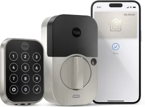 Yale Security Assure Lock 2 Plus Apple Home Keys (Tap to Open) Deadbolt, Satin Nickel Smart Keyless Entry Door Lock with Wi-Fi Connected Keypad for Code Entry and Remote Access, YRD450-N-WF1-619
