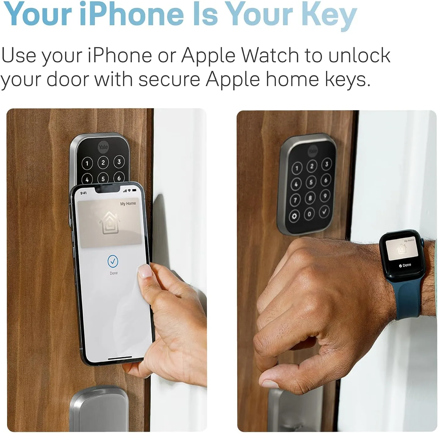 Yale Security Assure Lock 2 Plus Apple Home Keys (Tap to Open) Deadbolt, Satin Nickel Smart Keyless Entry Door Lock with Wi-Fi Connected Keypad for Code Entry and Remote Access, YRD450-N-WF1-619
