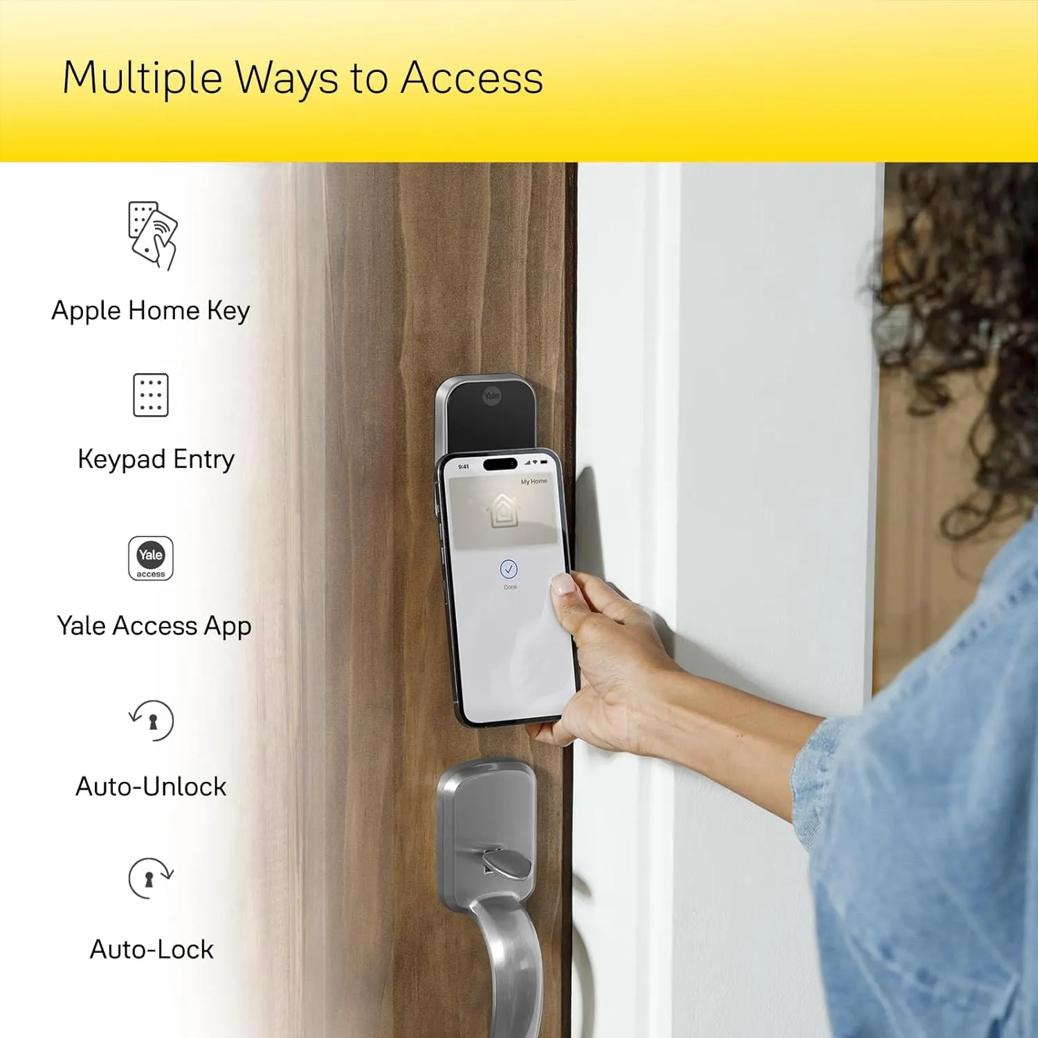 Yale Security Assure Lock 2 Plus Apple Home Keys (Tap to Open) Deadbolt, Satin Nickel Smart Keyless Entry Door Lock with Wi-Fi Connected Keypad for Code Entry and Remote Access, YRD450-N-WF1-619