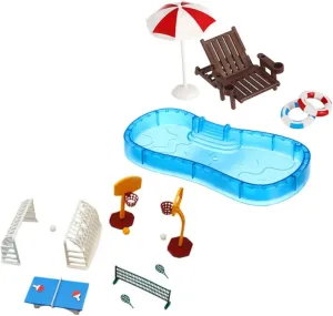 Yardwe 2Set Dollhouse Miniature Poolside Sports Furniture with Beach Chair and Swimming for Summer DIY Fairy Garden Playtime