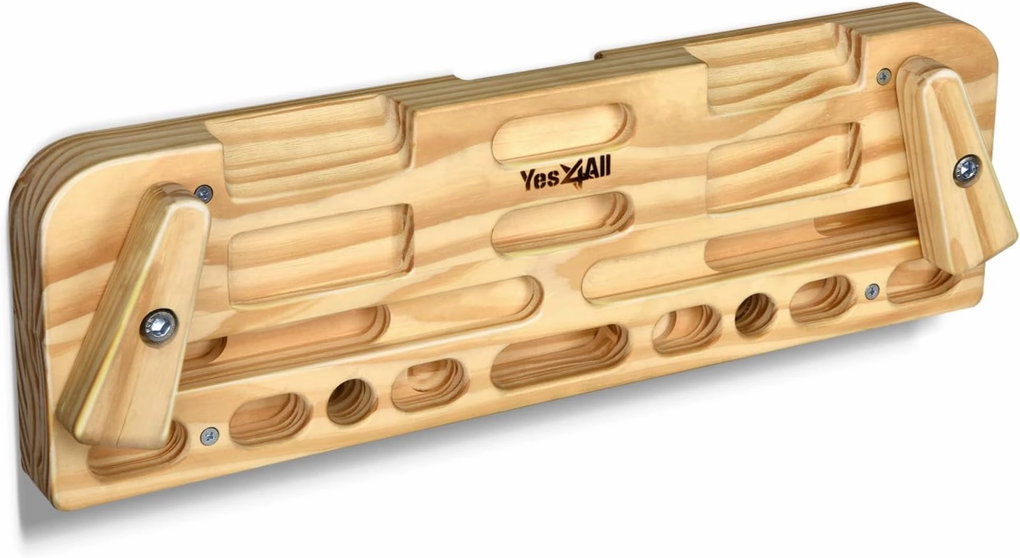 Yes4All Wooden Hang Board/Climbing Board for Doorway - Hand Strengthener Equipment for Training Finger, Grip and Pull Up