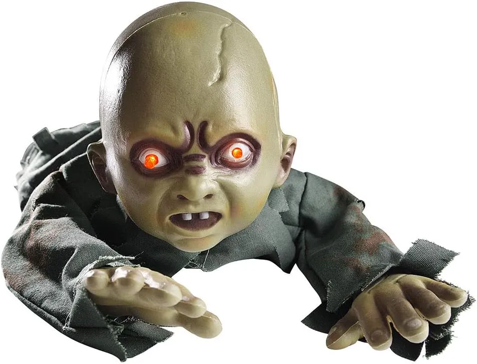 Yescom Animated Crawling Zombie Scary Ghost Baby Doll Halloween Haunted House Decor Sound Sensor Flashing Eyes 2024
