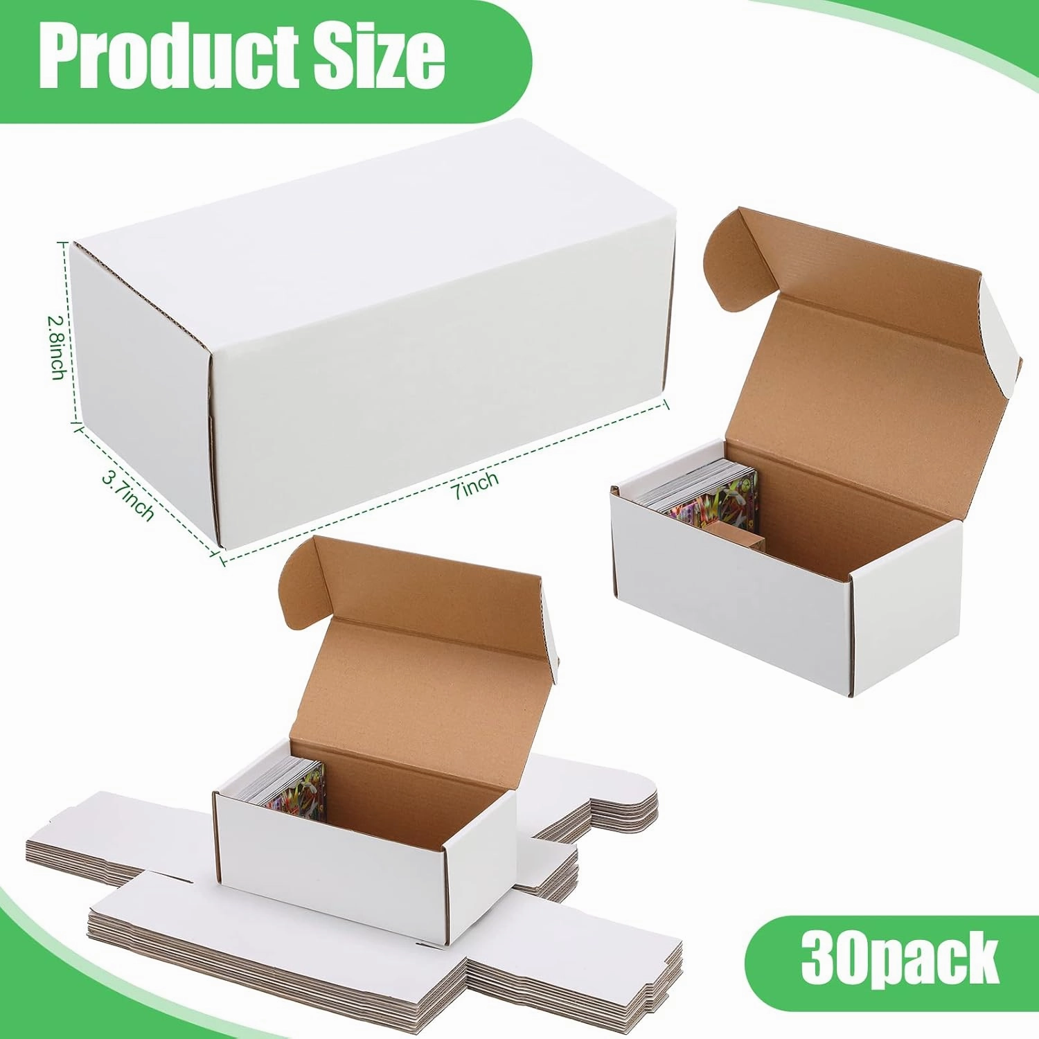 Yexiya 400 Count Trading Card Storage Box Cardboard Baseball Card Storage Box Collectible Cases for Sports Gaming Cardboard Game Collecting Holder Supplies(30 Pcs)