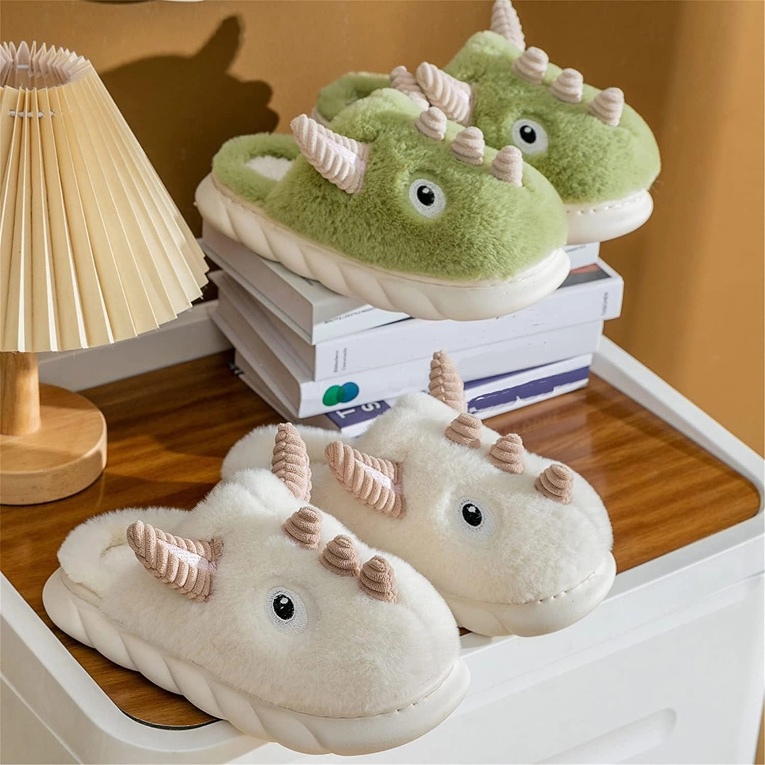 YILANLAN Women's Cute Pig Animal Cow Winter Warm Soft Plush Home Cotton Slippers