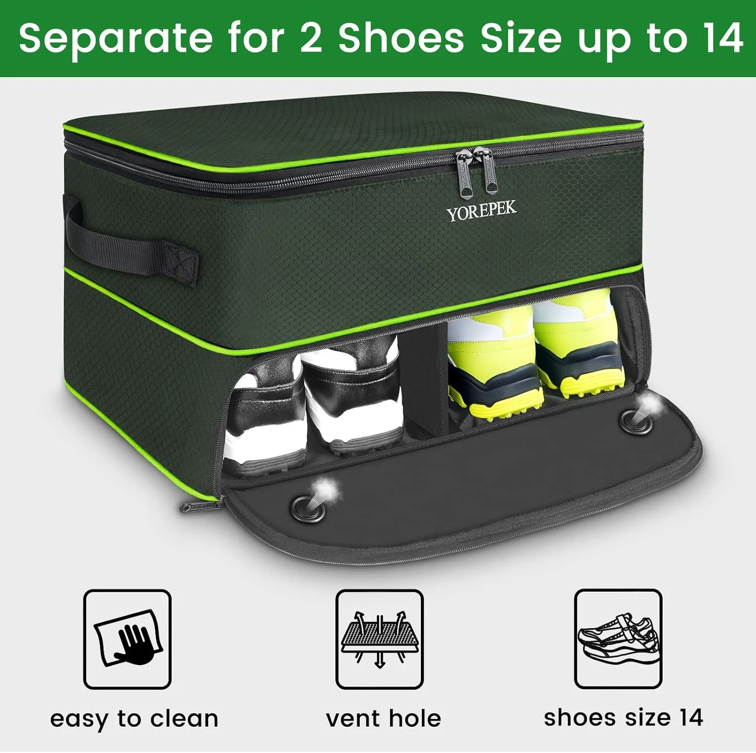 YOREPEK 2 Layer Golf Trunk Organizer, Golf Gifts for Men with Separate Ventilated Compartment for 2 Pair Shoes, Waterproof Car Trunk Locker for Balls, Tees, Clothes, Gloves, Accessories, Golfer Gifts