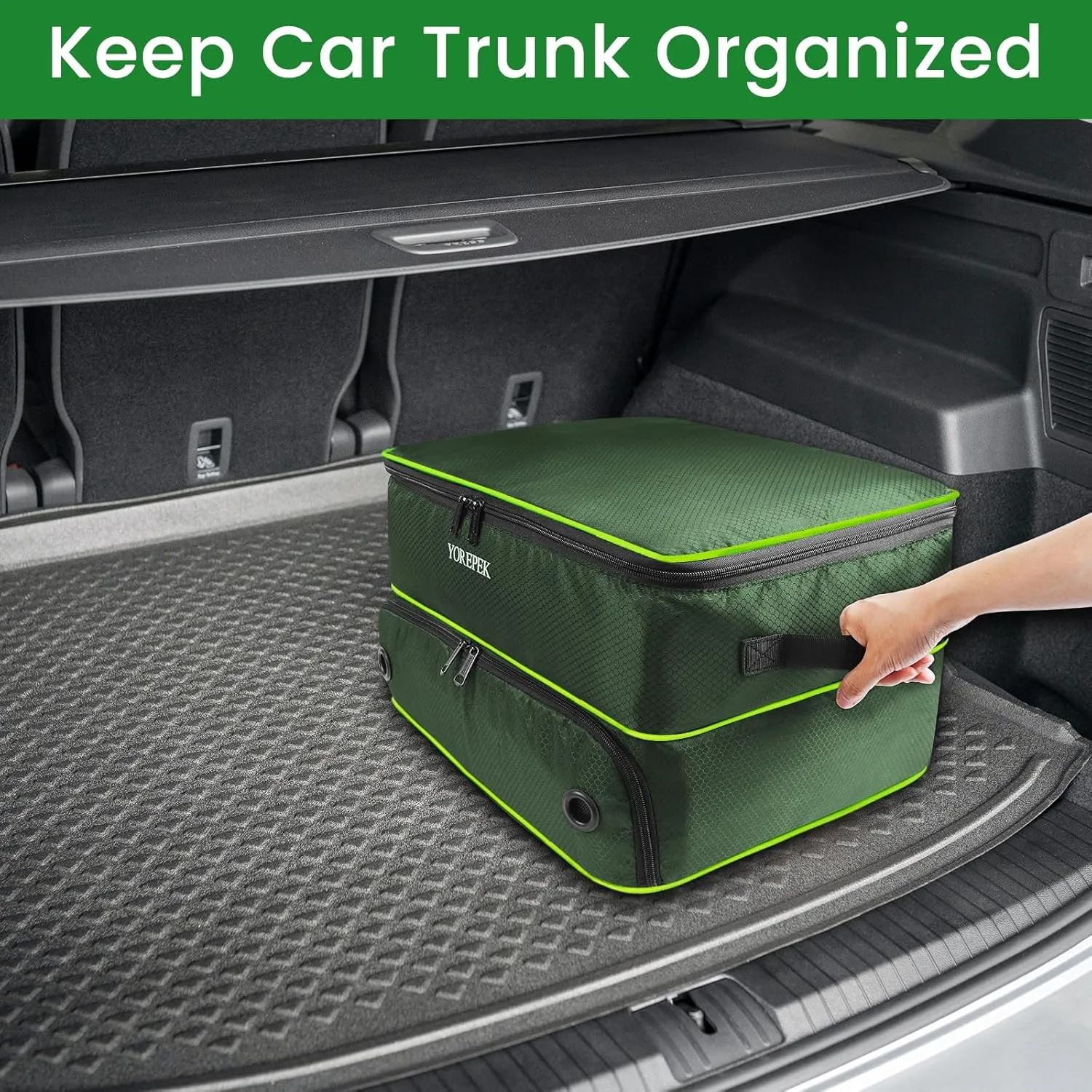 YOREPEK 2 Layer Golf Trunk Organizer, Golf Gifts for Men with Separate Ventilated Compartment for 2 Pair Shoes, Waterproof Car Trunk Locker for Balls, Tees, Clothes, Gloves, Accessories, Golfer Gifts