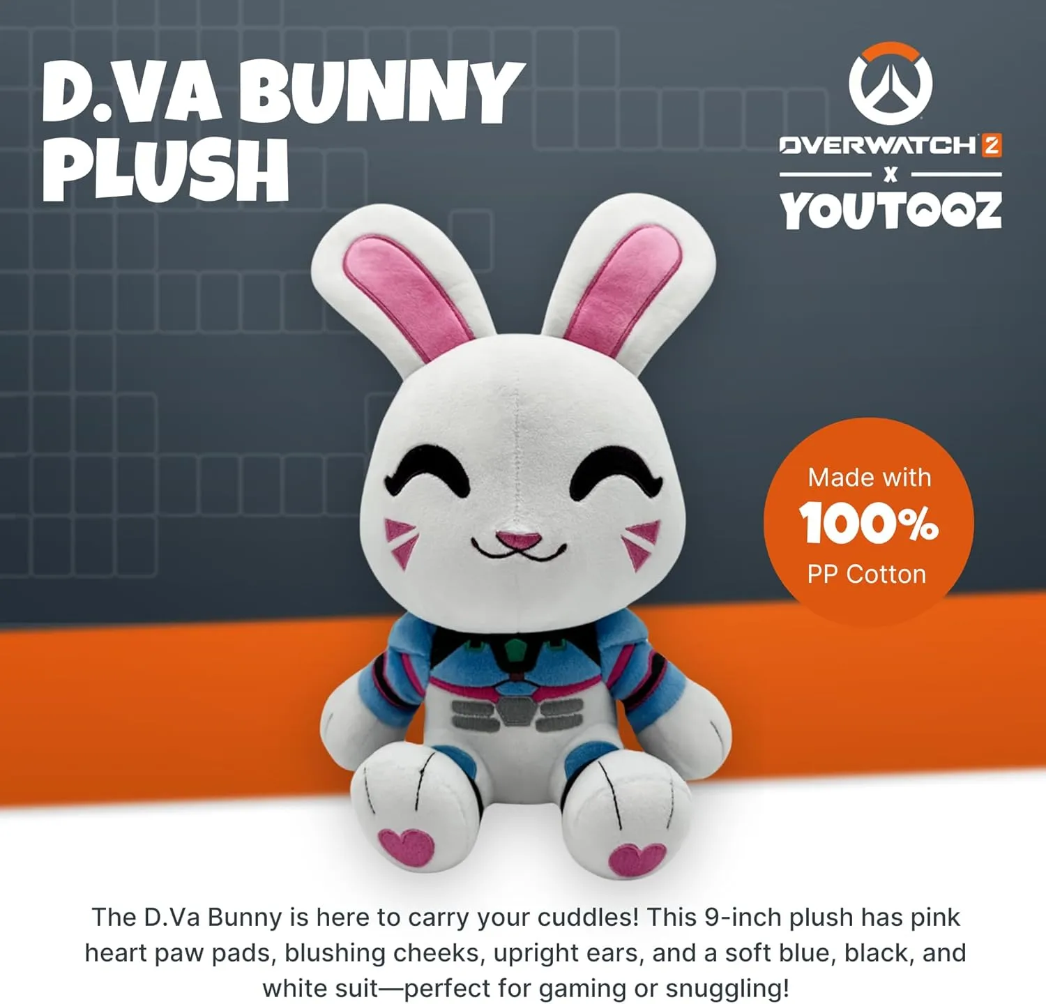Youtooz - Overwatch D.Va Bunny 9" Plush - Collectible D.Va Plush from Overwatch Video Game - Plushie for Stream Setups