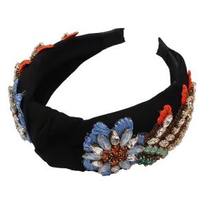 Yusier Baroque Rhinestone Crystal Headbands for Women Embroidered Hair Band Exquisite Hairband Women's Hair Accessories Hair Hoop Available in 5 Colors (Black)
