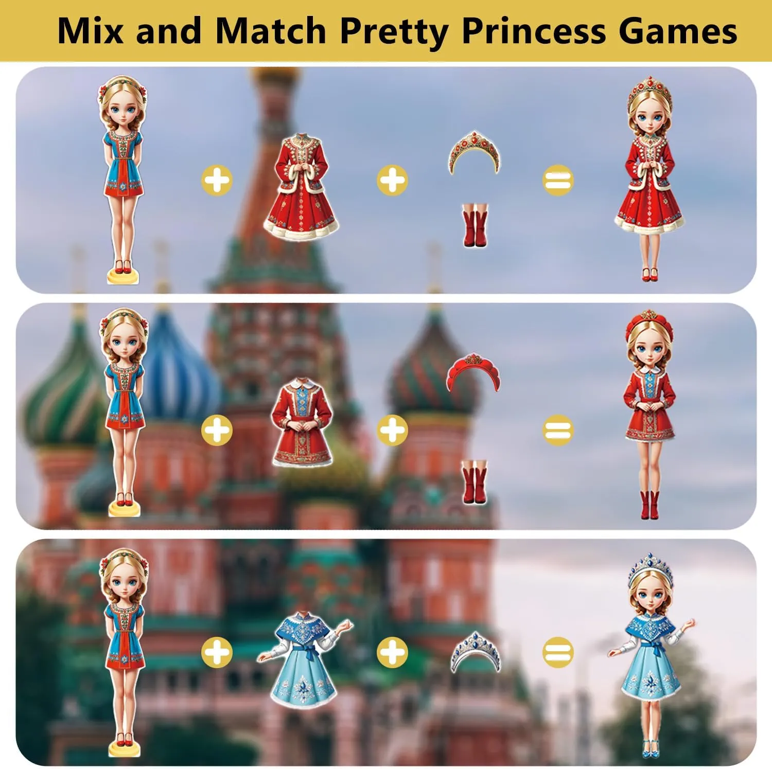 Yuzee Paper Dolls Stickers - Magnetic Dress Up Dolls for Girls - Toddler Travel Toys - 1 Paper Doll and 33 Clothing Accessories with 3D Magnetic Game Scene, Foster Creativity and Imagination