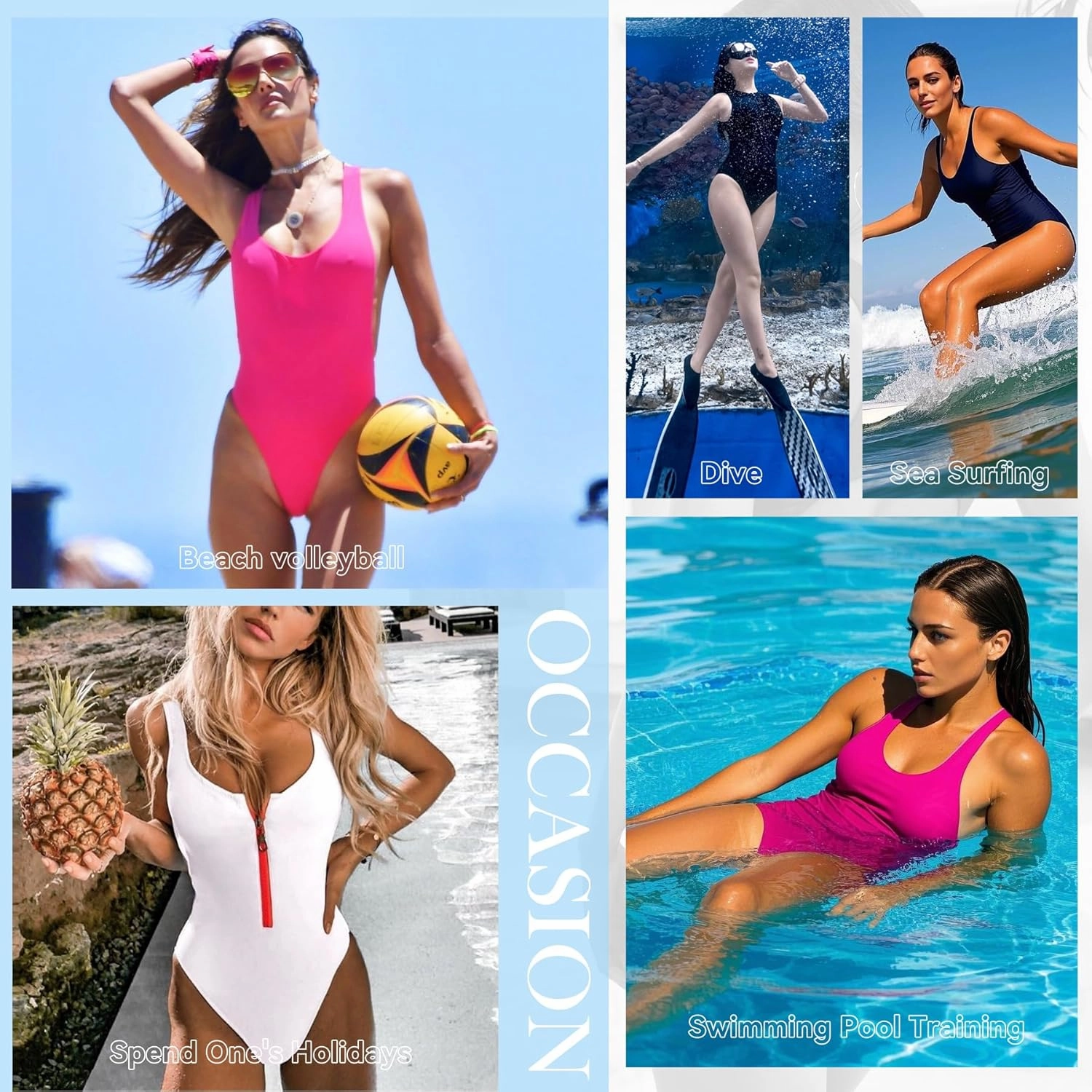 Zando Athletic One Piece Swimsuits Bathing Suit Women Tummy Control Sports Swimsuit Cheeky Womens Slimming Swimwear