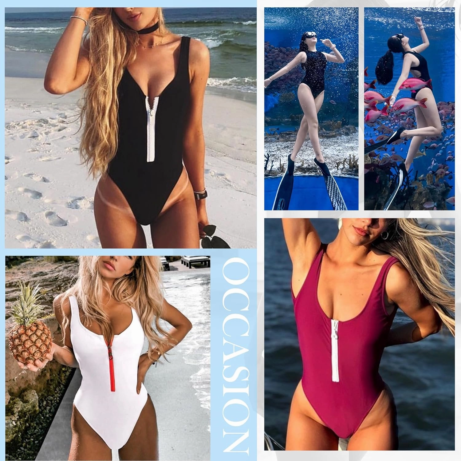 Zando Athletic One Piece Swimsuits Bathing Suit Women Tummy Control Sports Swimsuit Cheeky Womens Slimming Swimwear