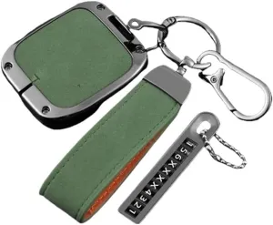Zinc Alloy Leather Car Smart Remote Key Fob Case Cover Shell Bag Compatible For Extremely Krypton 001 ZEEKR NFC Card Keychain Accessories(A green 03)