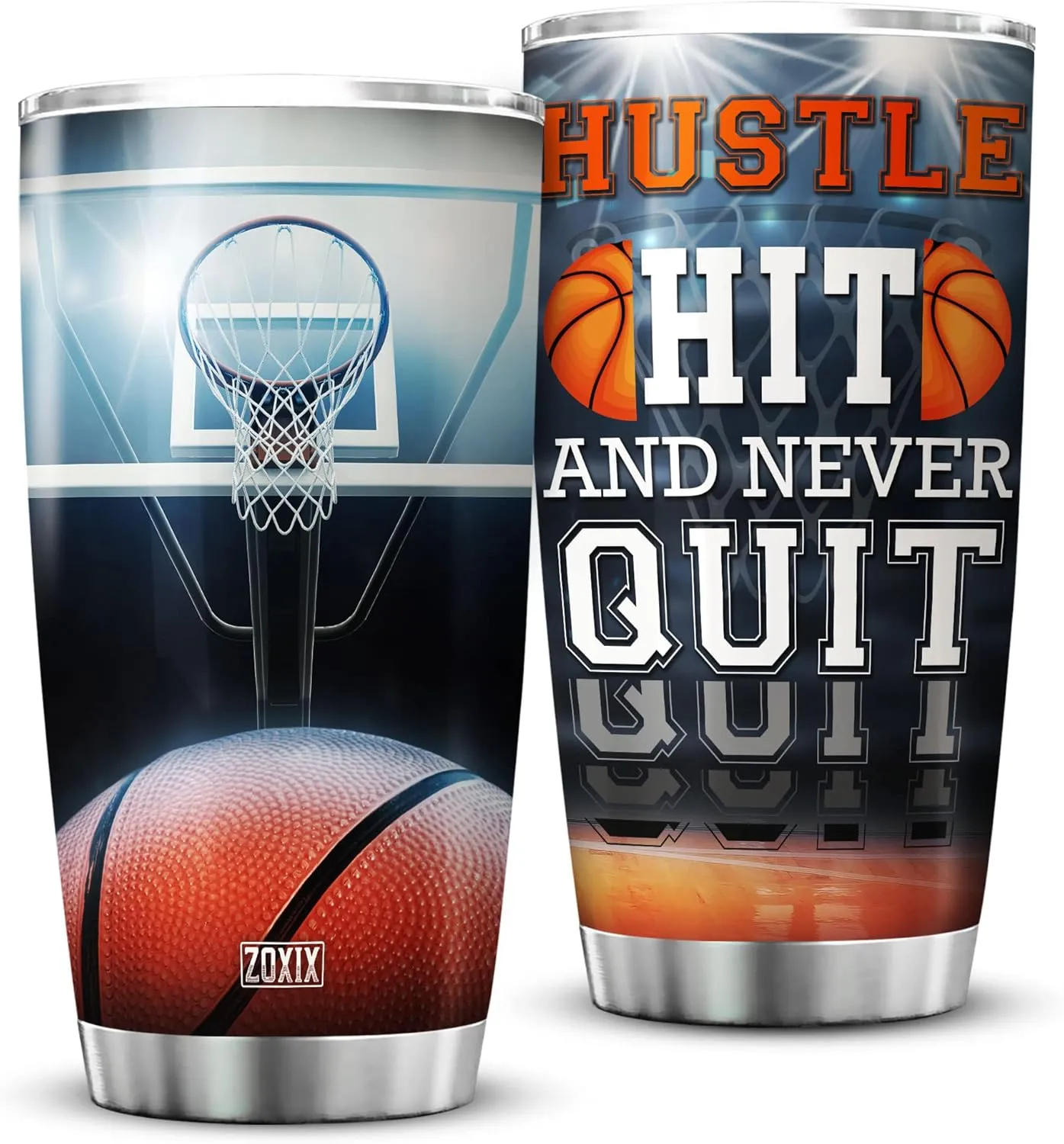 ZOXIX Basketball Tumbler For Boys Stainless Steel Travel Mug Large Inspiration Coffee Cup With Sayings Novelty Sport Themed Gifts For Basketball Players Basketball Coach Gifts, 20 oz