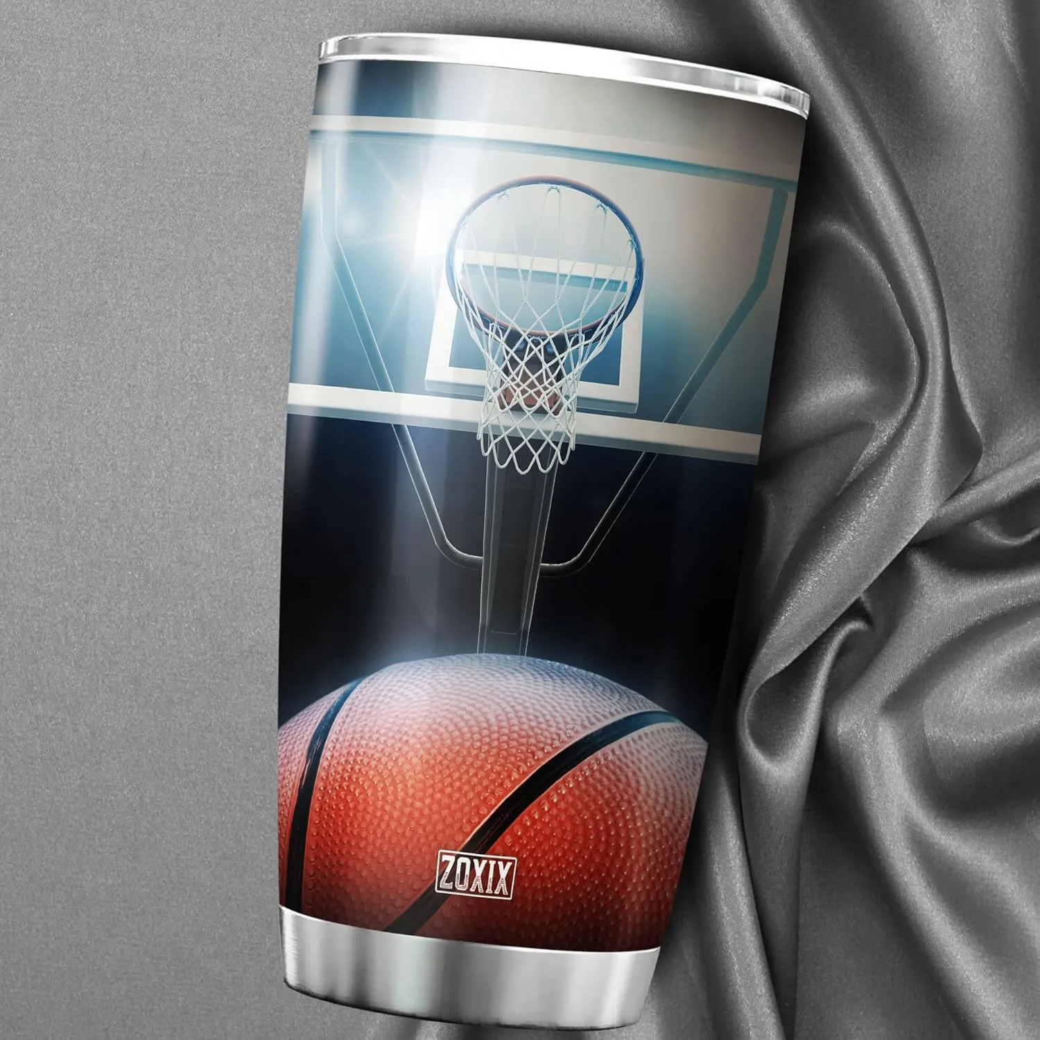 ZOXIX Basketball Tumbler For Boys Stainless Steel Travel Mug Large Inspiration Coffee Cup With Sayings Novelty Sport Themed Gifts For Basketball Players Basketball Coach Gifts, 20 oz