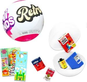 Zuru Retro Mini Brands Set for Kids - Retro Collection Bundle with Mini Brands Mystery Ball Plus Create-A-Face Sticker Book and Door Hanger